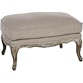 Lexicon Parlier Show Wood Ottoman - Rectangle Ottoman Pouf Foot Rest, Floral Motif, Solid Wood Frame, Feathered Down Filled C