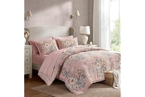Madison Park Essentials Floral Comforter Set Cal King Size, Vintage Flower Bedding Set with Sheet Set, 7 Pieces Bed in a Bag 