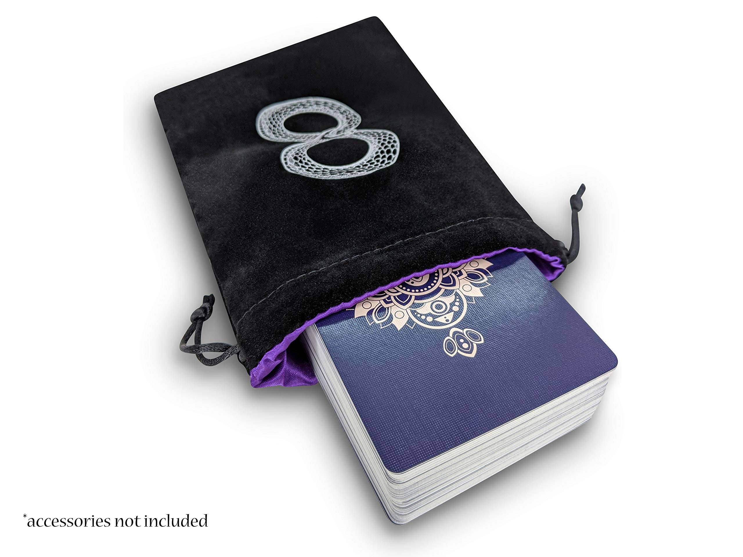 Miriyan Mystical Serpent Tarot & Dice Bag I Velvet & Satin Drawstring Pouch Ideal Size for Tarot Cards & Oracle Cards, DnD, D&D, Dungeons and Dragons Accessories, Runes & Jewelry I Travel & Gift Bag