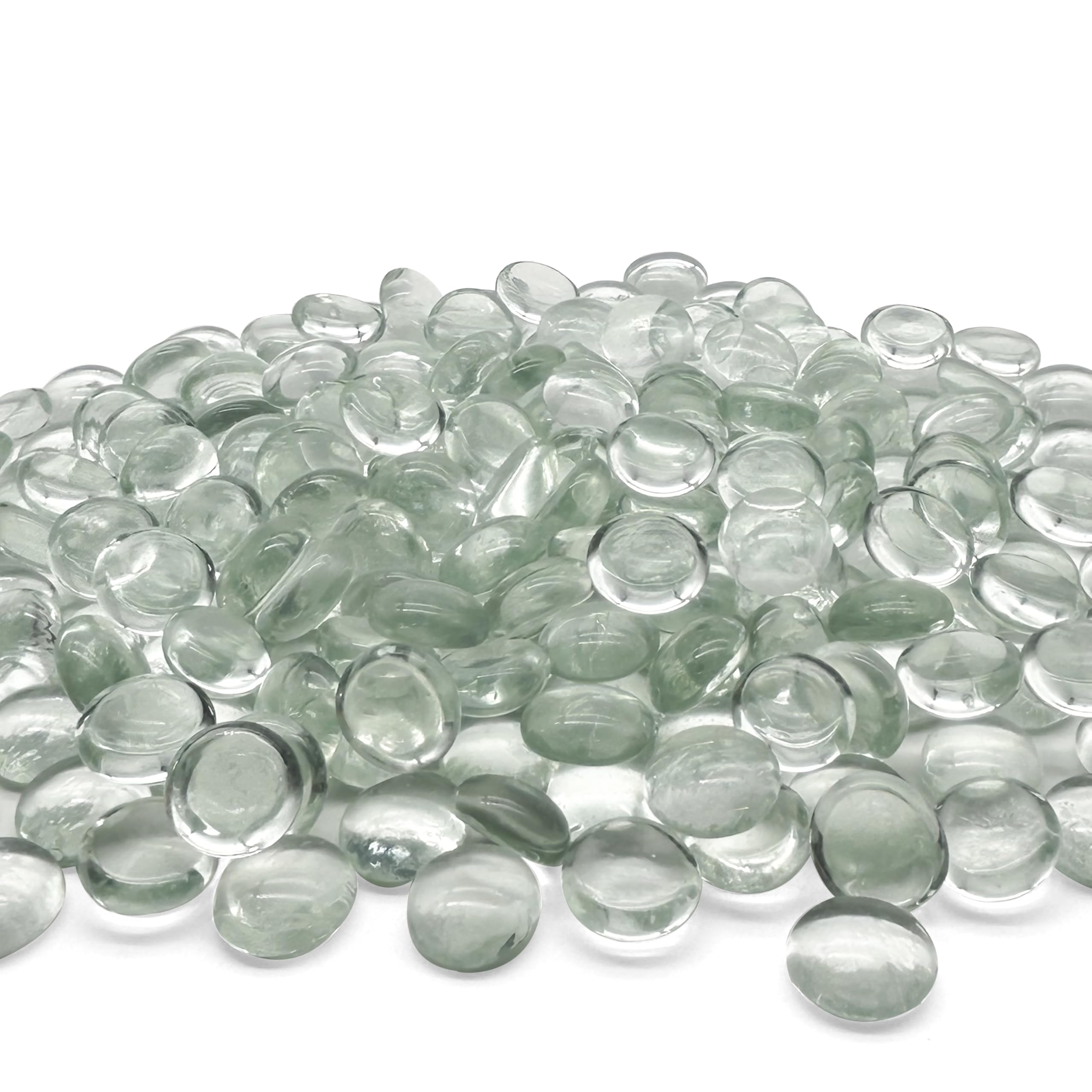 Oiiurly Glass Pebbles 900g Approx.230 pcs Glass Beads for Vases Flat Decorative Glass Stone as Pure as Crystals about 17-20mm of Diameter Glass Gems for Vases Aquarium(Transparent) — image 1