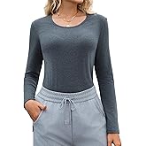 VareVige Women's Cotton Thermal Undershirts Crew Neck Long Sleeve Basic Layering Tops