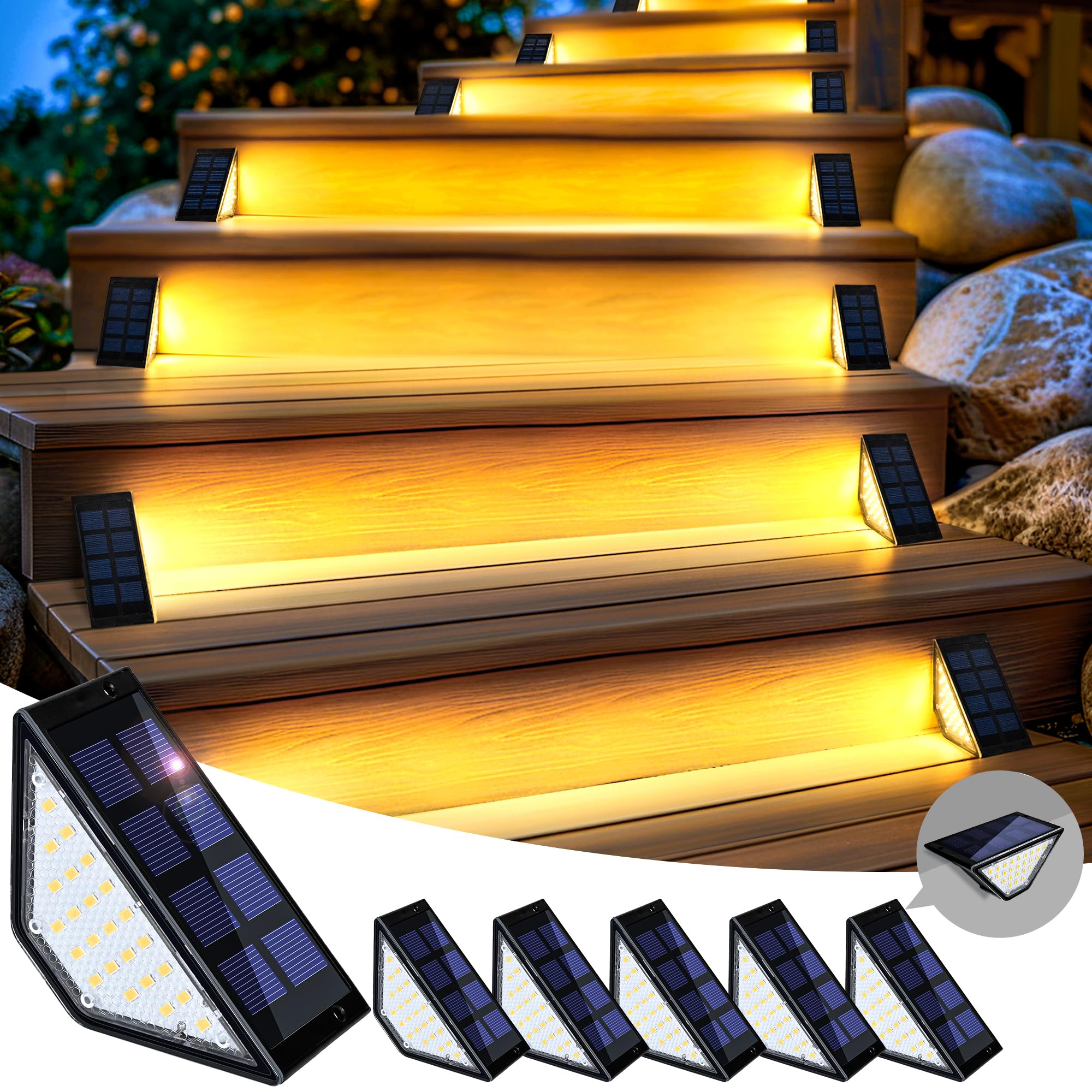 Photo 1 of SOLPEX Solar Step Lights for Outside, 24 LEDs Solar Stair Lights Outdoor Waterproof Decor
