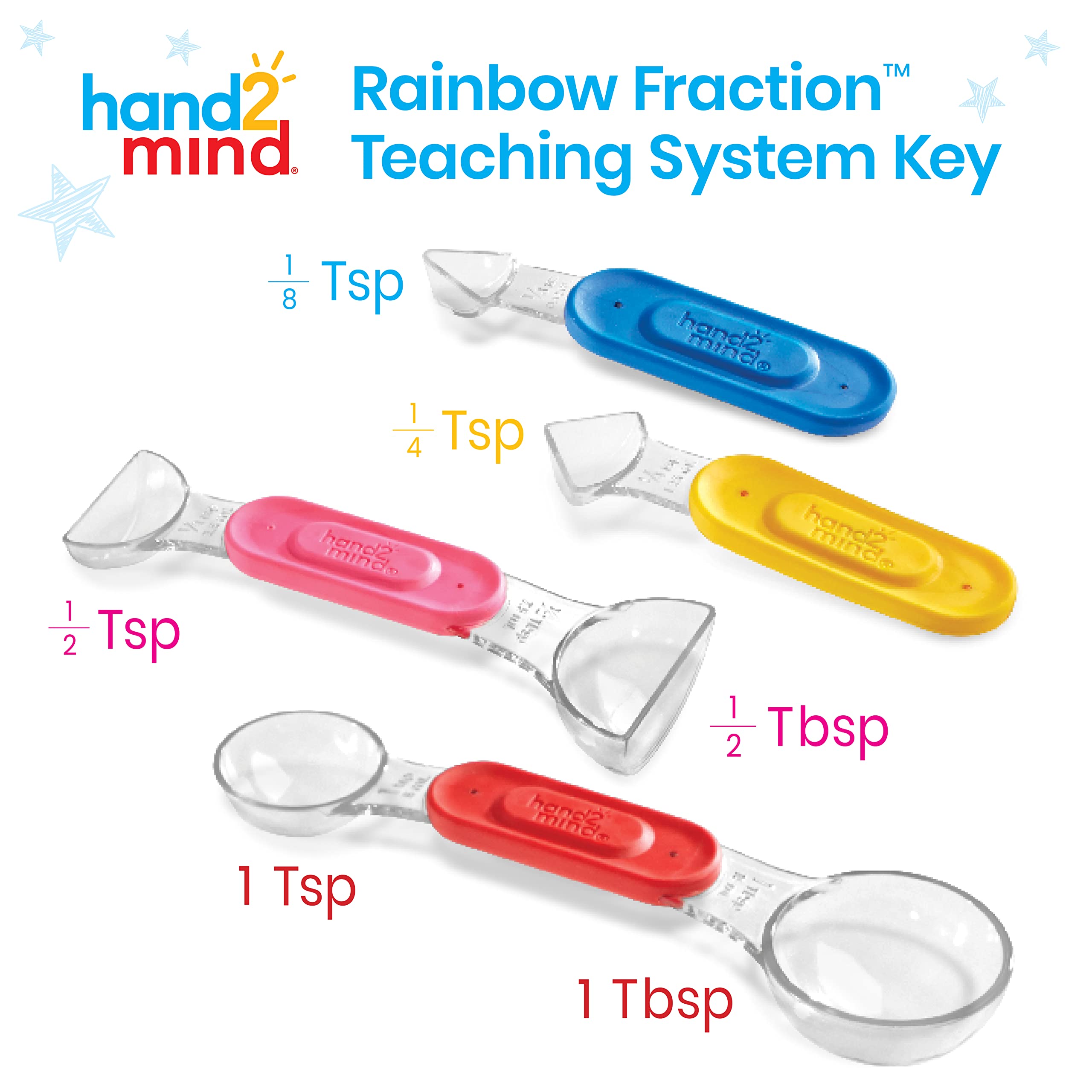 hand2mind Rainbow Fraction Measuring Spoons, Kids Montessori Kitchen Tools, Toddler Cooking Tools, Sensory Table Materials, Fraction Manipulatives, Homeschooling Supplies, Easter Baking (Set of 4)