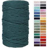 Dark Green Macrame Cord 4mm x 109Yards,Colored Cotton Rope Craft Cord Colorful Cotton Cord Twine for Wall Hanging Plant Hangers Crafts Knitting Decorative Projects