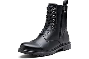Jousen Mens Boots High Top Motorcycle Chukka Boots Mens Combat Zipper Dress Boot