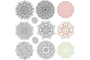 CRASPIRE Mandala Flower Clear Rubber Stamps Reusable Boho Lotus Yoga Transparent Silicone Stamp Seals Vintage for Journaling Card Making Decor DIY Scrapbooking Supplies Crafting