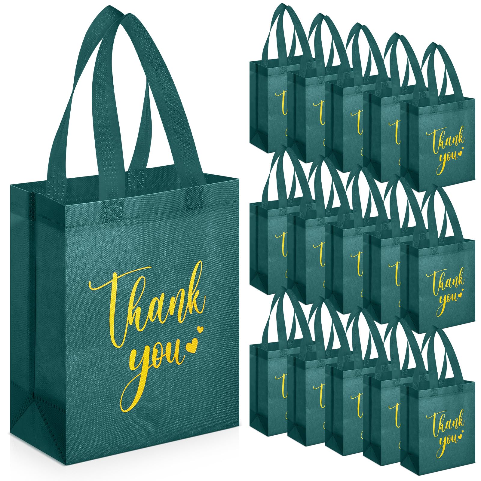 Photo 1 of Sweetude 30 Pcs Thank You Gift Bags with Handles Bulk Reusable Goodie Bag Non Woven Foldable Handbag for Graduation Wedding Bridesmaid Gifts(10 x 8 x 4 Inch,Dark Green)