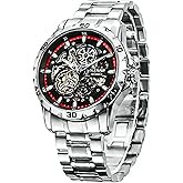 GLENAW Automatic Watches for Men - Mechanical Self-Winding,Skeleton Dial, 30 ATM Waterproof, with Stainless Steel Band,Wrist Watch - Men's Stylish Gift