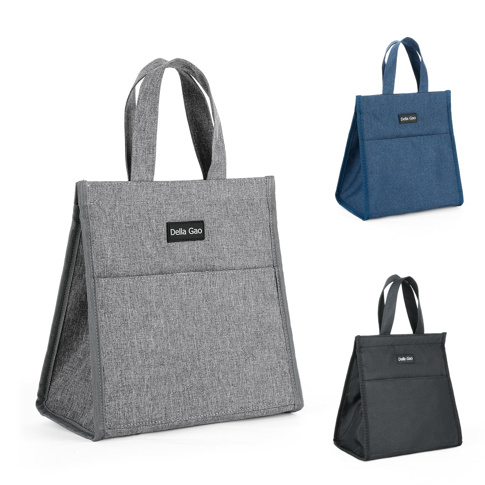 Photo 1 of Della Gao Insulated Lunch Bag for Women Men, Waterproof Small Lunch Tote Lunch Box, Reusable Lunch Bags for Work, Party, Travel and Picnic (Gray)