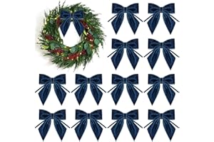 Velvet Bow Ornaments 4 x 4.5 Inch Christmas Bows for Tree, Wreath Crafts, Gift Wrapping, Wedding Festive Winter Decor, Pack o