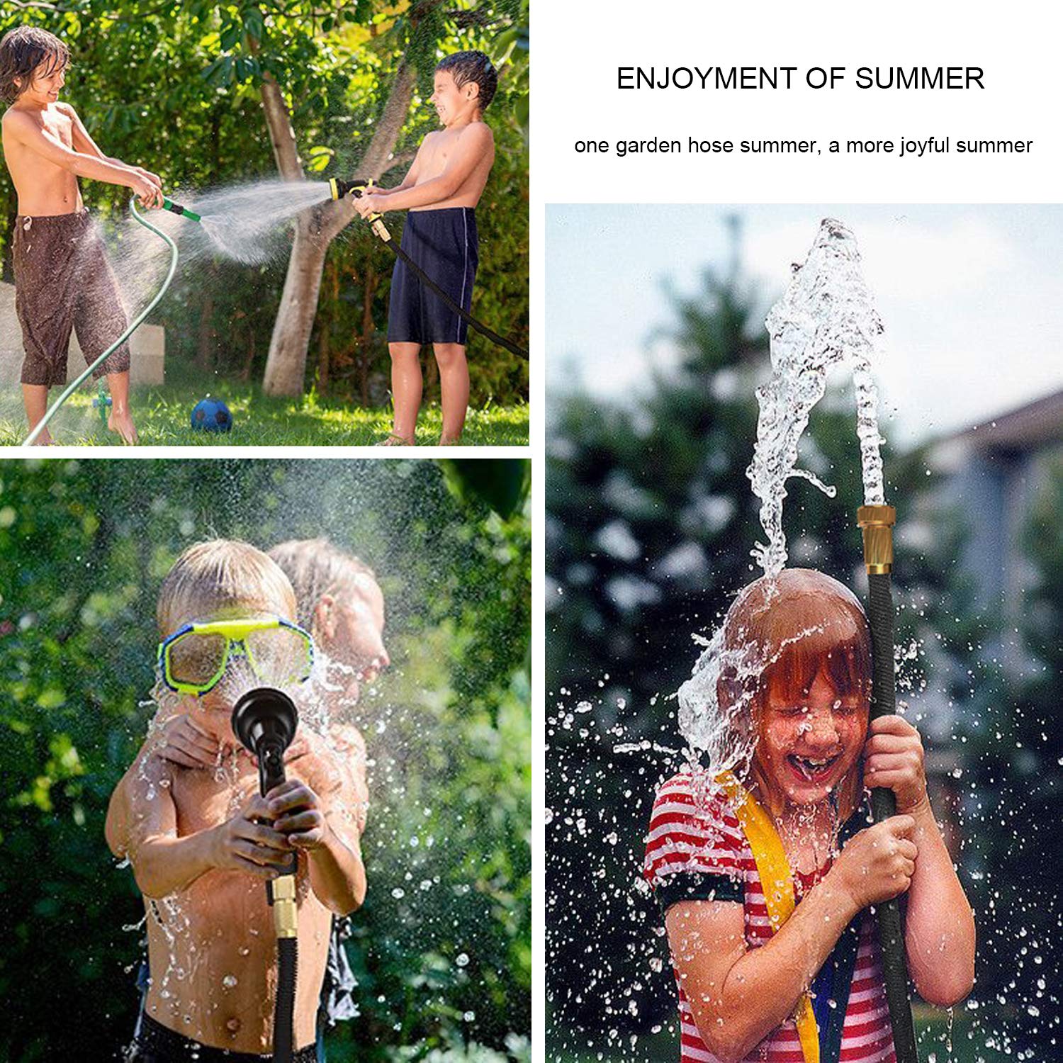 XBUTY New Version Garden Hose,50FT Expandable Water Hose 9 Patern Spray Nozzle,High Pressure Extra Strength Fabric Double Latex Core 3/4 Solid Brass Fittings with Carrying Bag