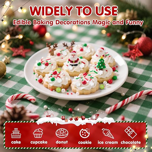EDIBLE CHRISTMAS SPRINKLES FOR CAKE DECORATING,130G,WHITE SNOWFLAKES RED GREEN PEARLS AND JIMMIES MIX,EDIBLE WINTER SUGAR PEARL HOLIDAY SPRINKLE FOR CUPCAKE TOPPERS,COOKIE,ICE CREAM DESSERT DECORATIONS BIRTHDAY CHRISTMAS PARTY SUPPLIES