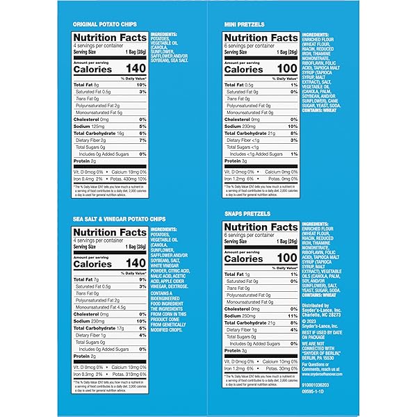 SNYDER’S OF HANOVER AND CAPE COD CLASSIC MIX VARIETY PACK, 20 COUNT SNACK BAGS