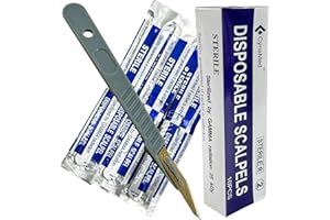 Disposable Sterile Scalpels (10 Pack) - Size #10 High Carbon Steel Blades with Plastic Handle for Dermaplaning, Crafts, Podia