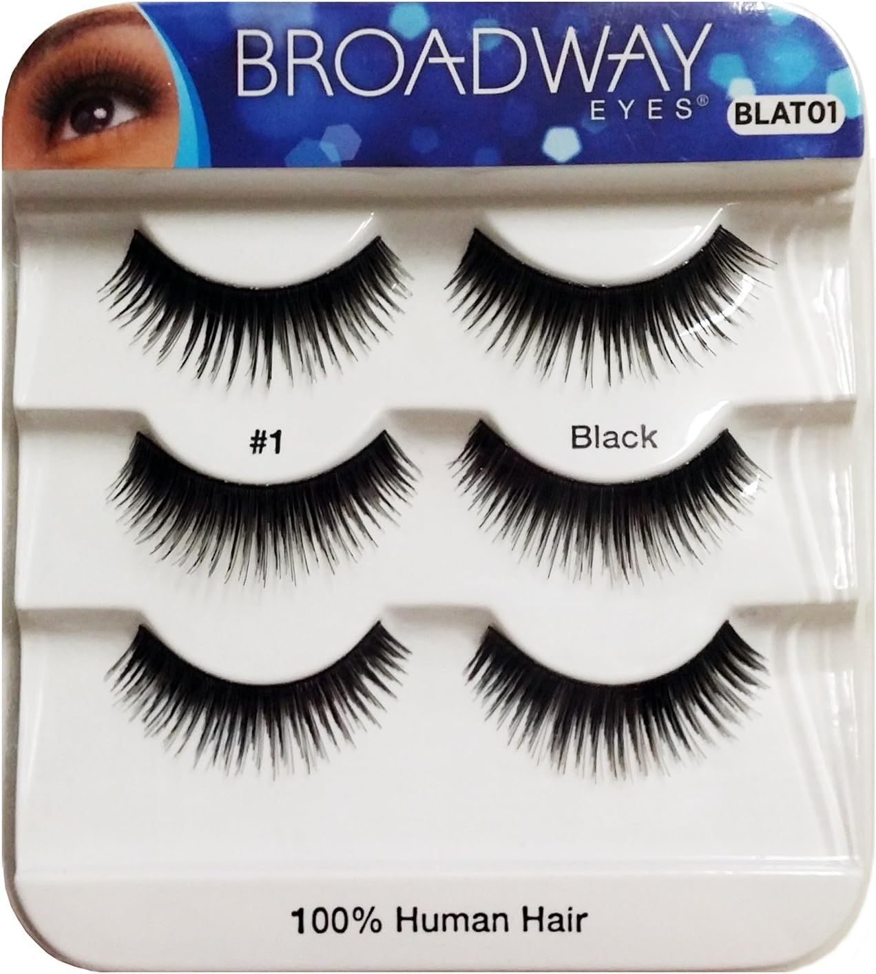Broadway Eyes Black Strip False Eyelash Trio Pack 100% Human Hair #1 BLAT01