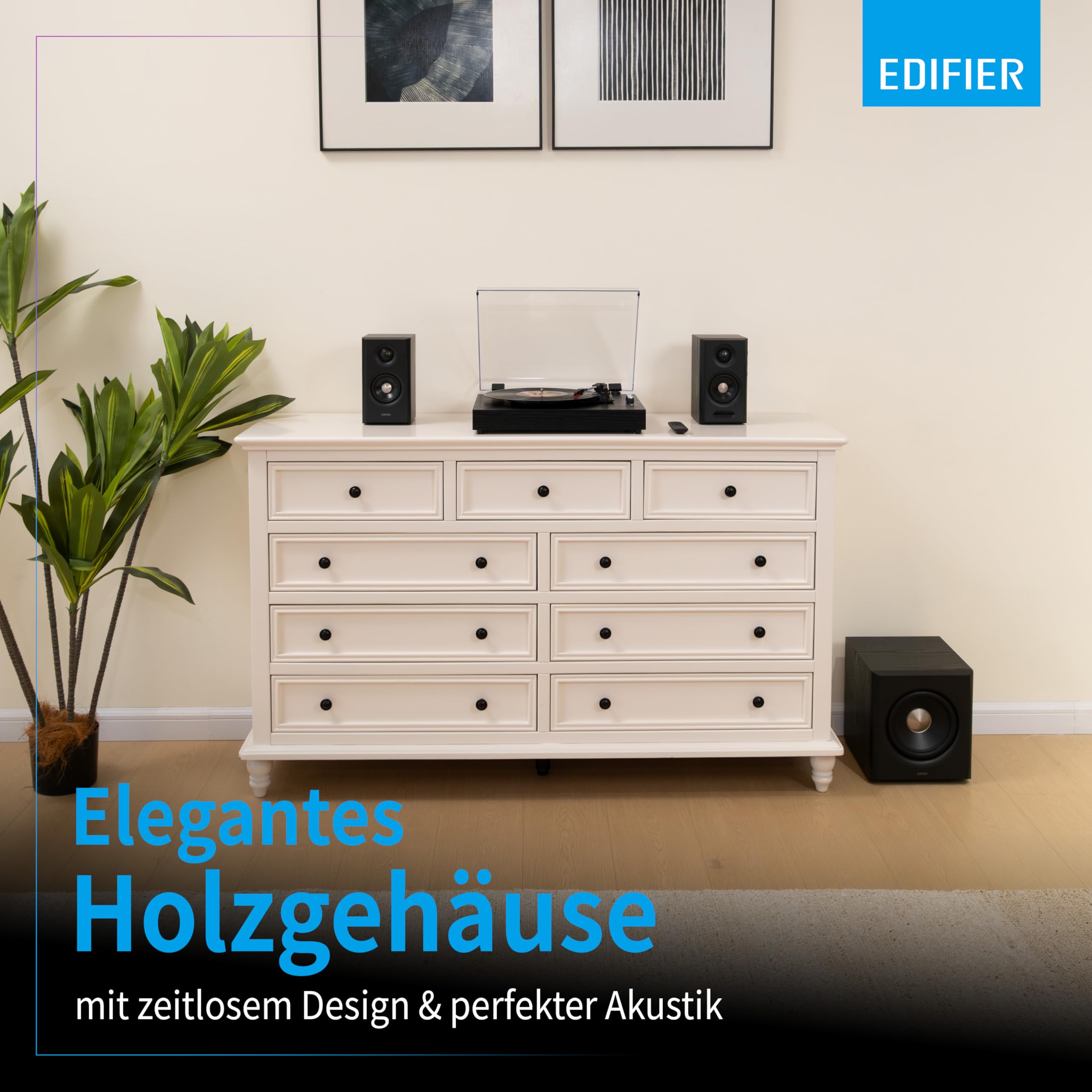 Edifier S355DB 2.1 Hi‑Res Lautsprechersystem – 150W RMS, 5.8GHz Wireless Subwoofer, HDMI eARC, LDAC Bluetooth 6.0, USB‑C, Optisch, Coaxial, Tri‑Amp DSP, Premium Design (Schwarz) 8