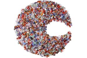 ZHIYUXI 1 lb Chakra Crystal Chips Bulk Fish Tank Decorations Aquarium Rocks Gravel Vase Filler Stones Crystals for Candle Making Witch Kit Gravel for Plants Quartz Sand Gemstone Terrarium Supplies