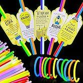 MiniInflat 50 Sets Christian Let Your Light Shine Glow Sticks with Cards Gift for Kids Include 50 Religious Mattehew 5:16 Gift Tags 100 Glow in the Dark Sticks for Christmas Valentines Sunday School