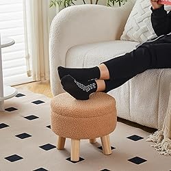 Wimarsbon Storage Ottoman, Modern Round Footrest