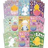 OHOME Easter Basket Stuffers for Kids - DIY Happy Egg Bunny Sticker Crafts Stickers for Toddlers,Kids Easter Gifts Decor Treats Games Toys Activities Party Favor Supplies(24 Sheets)