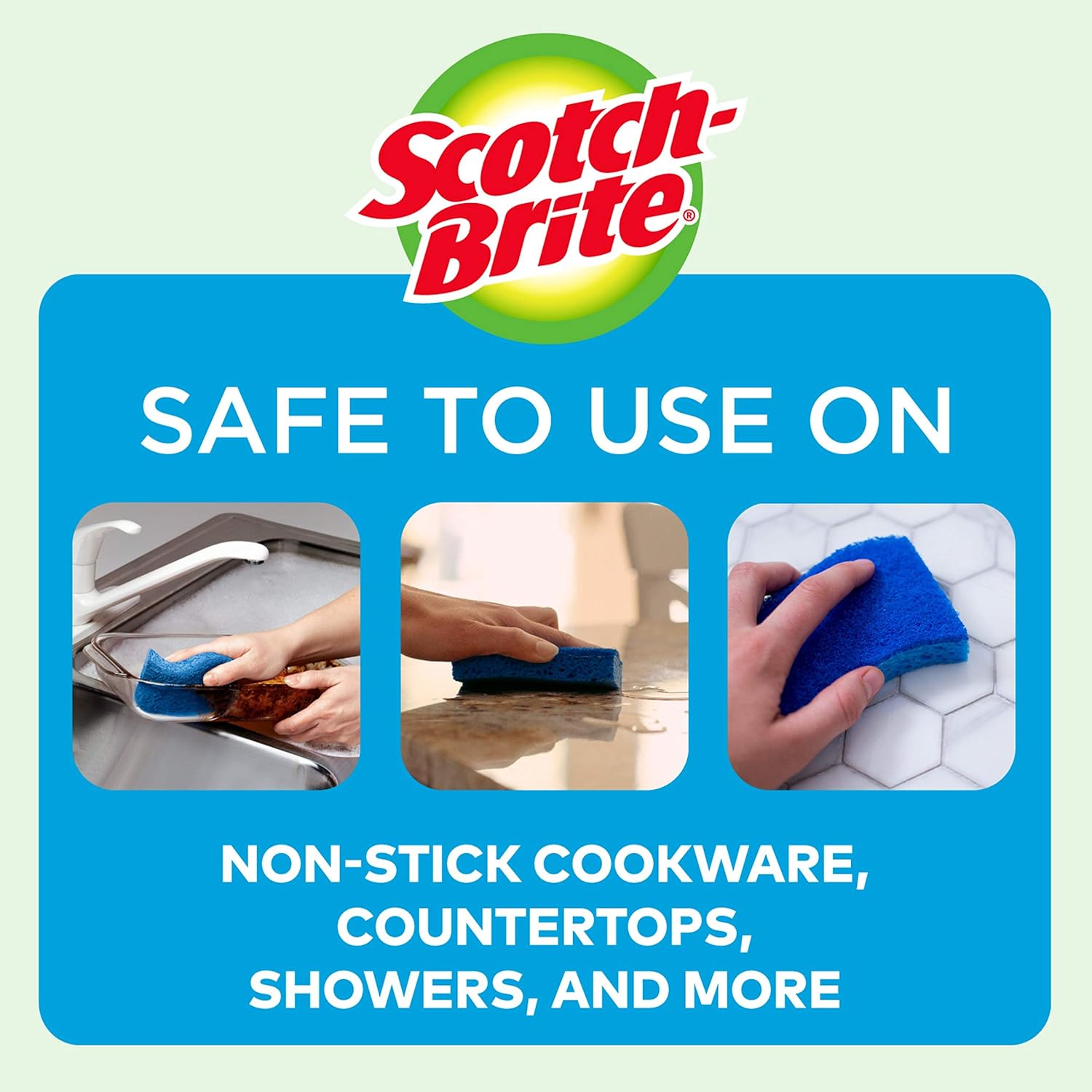 Scotch-Brite Non-Scratch Scrub Sponges, 6 Scrub Sponges, Lasts 50% Longer than the Leading National Value Brand: Health & Personal Care