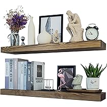 RICHFOCUS Estantes Flotantes De 72 Pulgadas Para Pared, Paquete De 2 Estantes Para Dormitorio, Cocina, Baño, Estante Flotante De Madera Rústica Con Soportes Invisibles Para Libros, Almacenamiento