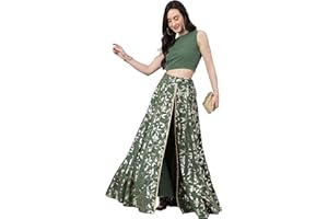 Janasya Indian Women's Green Lehenga Choli Flared Festive Wedding Lehenga Choli with Ready to wear Stitched Blouse