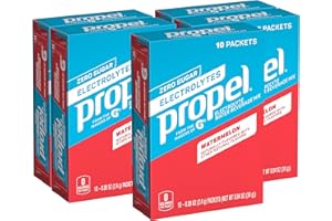 Propel Powder Packets Watermelon with Electrolytes Vitamins and No Sugar, 50 Count, 10 Count (Pack of 5)