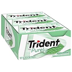 Trident Purely Spearmint Sugar-Free Chewing Gum, 12