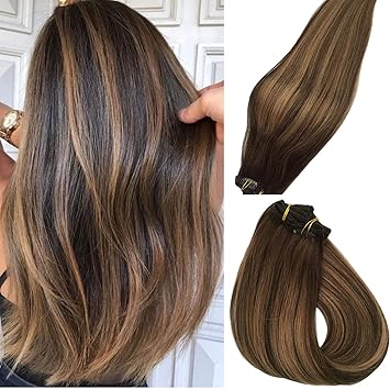 Hair Extensions Clip In Balayage Remy Human Hair 120g Soft And
