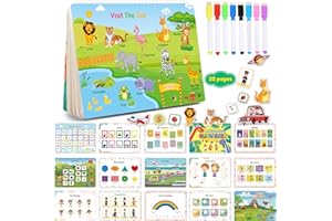 DHXGON Busy Book Preschool Learning Activities for Kids Montessori Toys with 32 Themes Dinosaur Busy Book Alphabet Learning Coloring Books, Children's Day, Birthdays Gifts for Kids