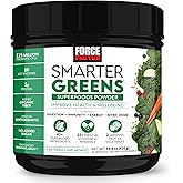 Force Factor Smarter Greens Superfoods Powder to Support Digestion and Bloating, Immunity, and Energy, Greens Powder with Probiotics, Digestive Enzymes, Antioxidants, and Fiber, 30 Servings