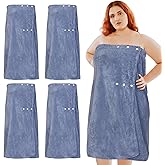Tigeen 4 Pcs Spa Wrap Towel Wrap for Women Spa Robe with Adjustable Closure Elastic Top Lightweight Wraps for Bath Shower (Xxl-4xl,Blue)
