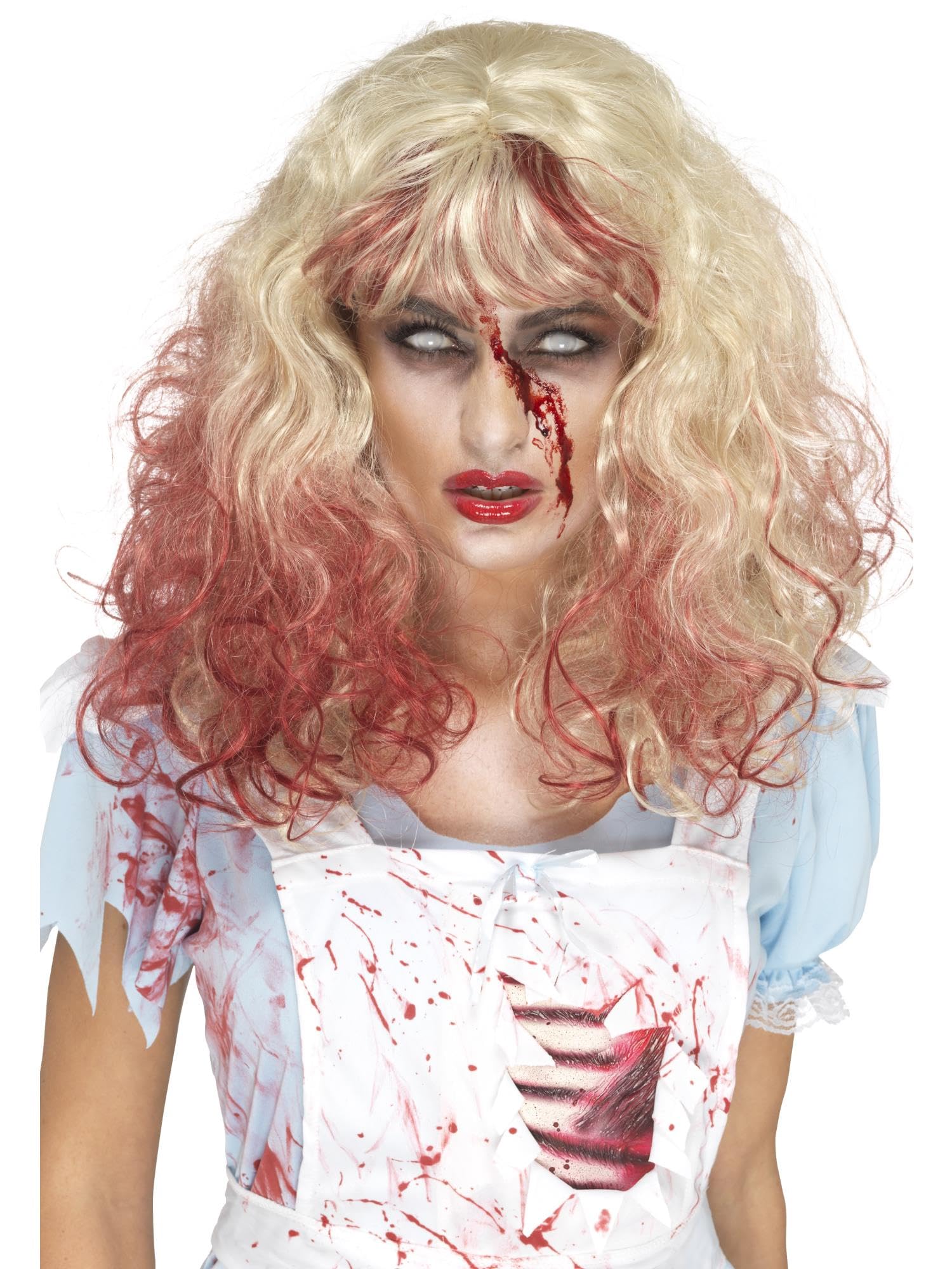 Smiffys Zombie Bloody Alice Wig, Blonde , Halloween Twisted Fairytale Fancy Dress, Halloween Dress Up Wigs