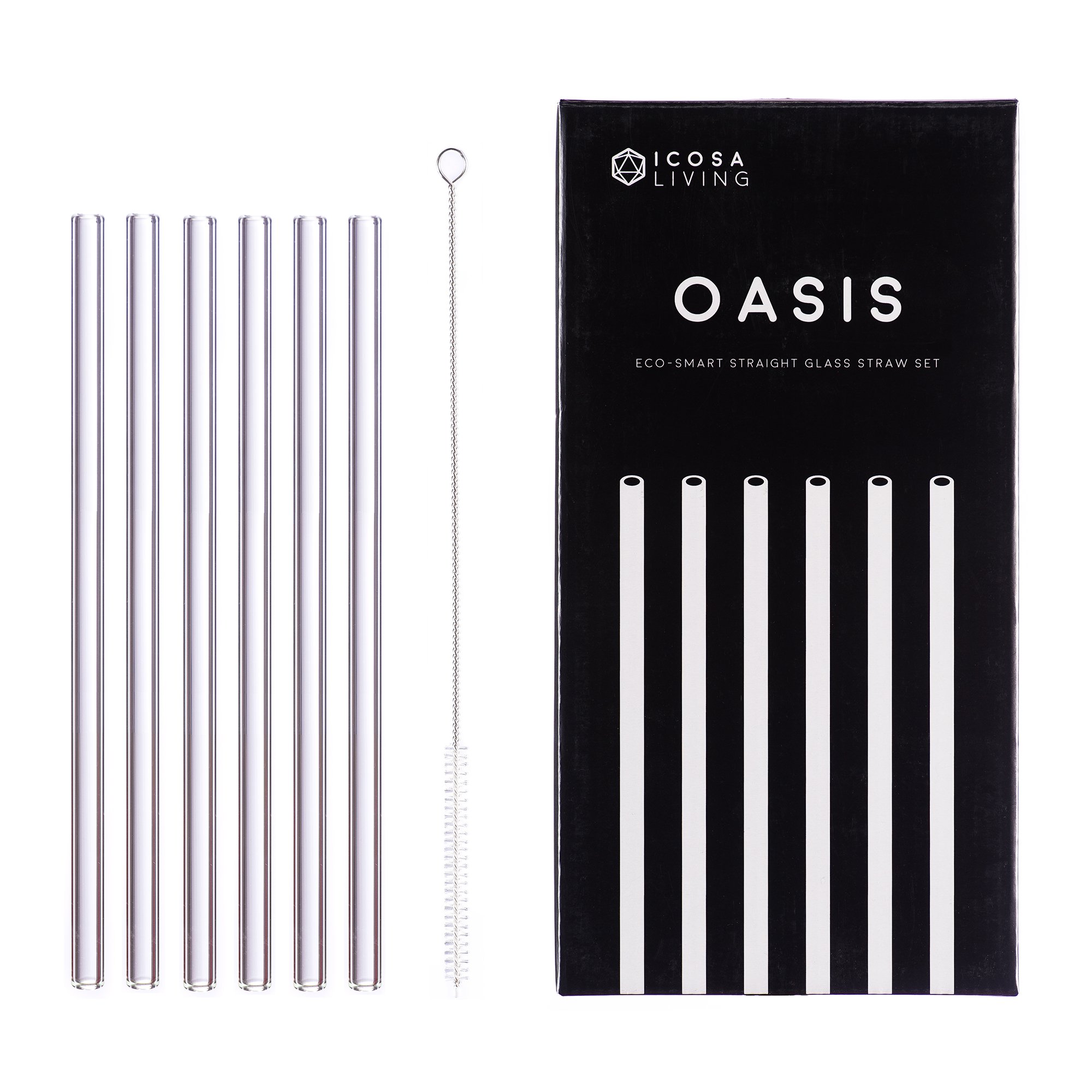 OASIS Premium Straight Glass Straws Set - 6 Pack, 9\