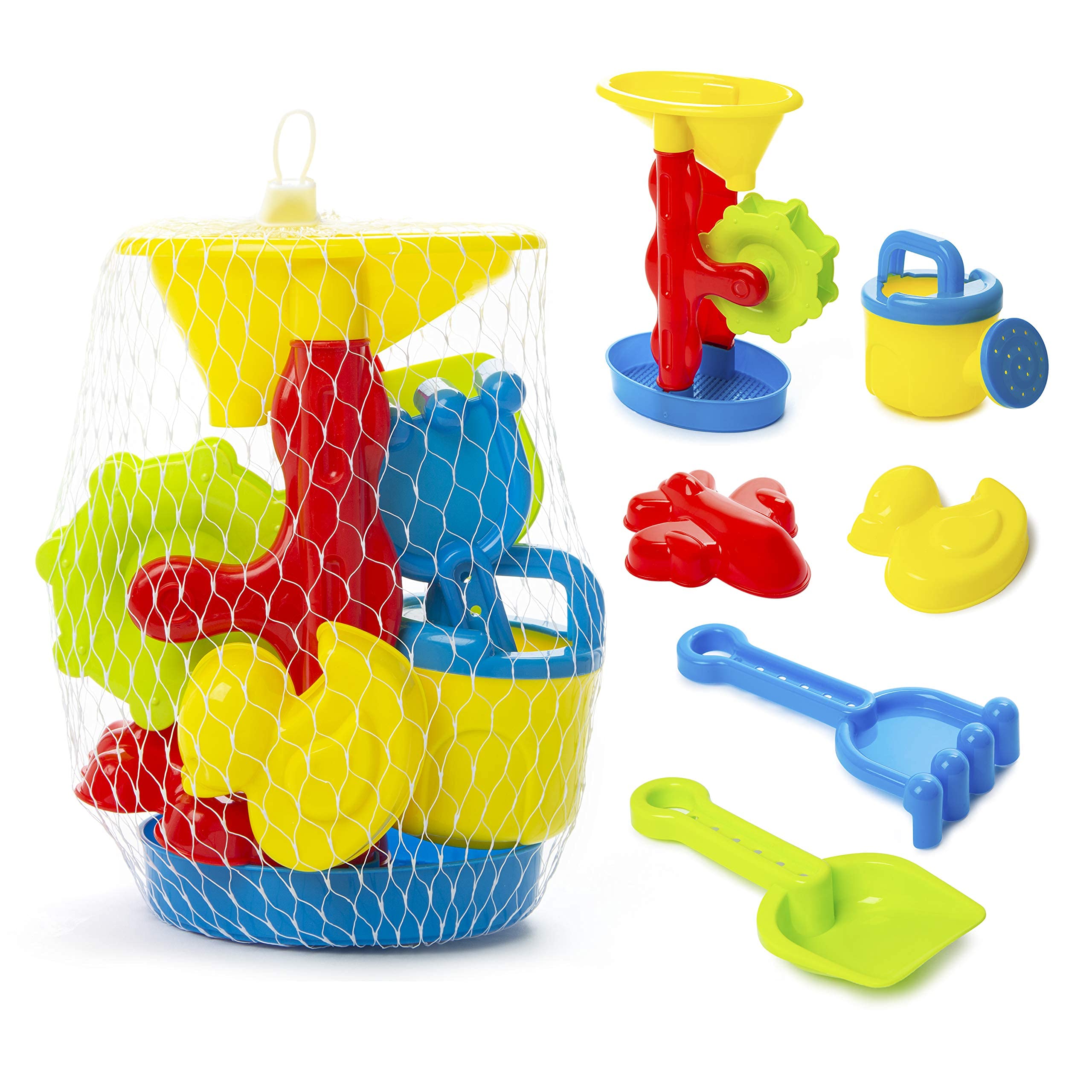 abeec Water Mill Beach x5pc Toy Set, Water Toys For Toddlers, Great Beach & Sand Toys,Set Includes Water Mill, Kids Watering Can, Bucket And Spade