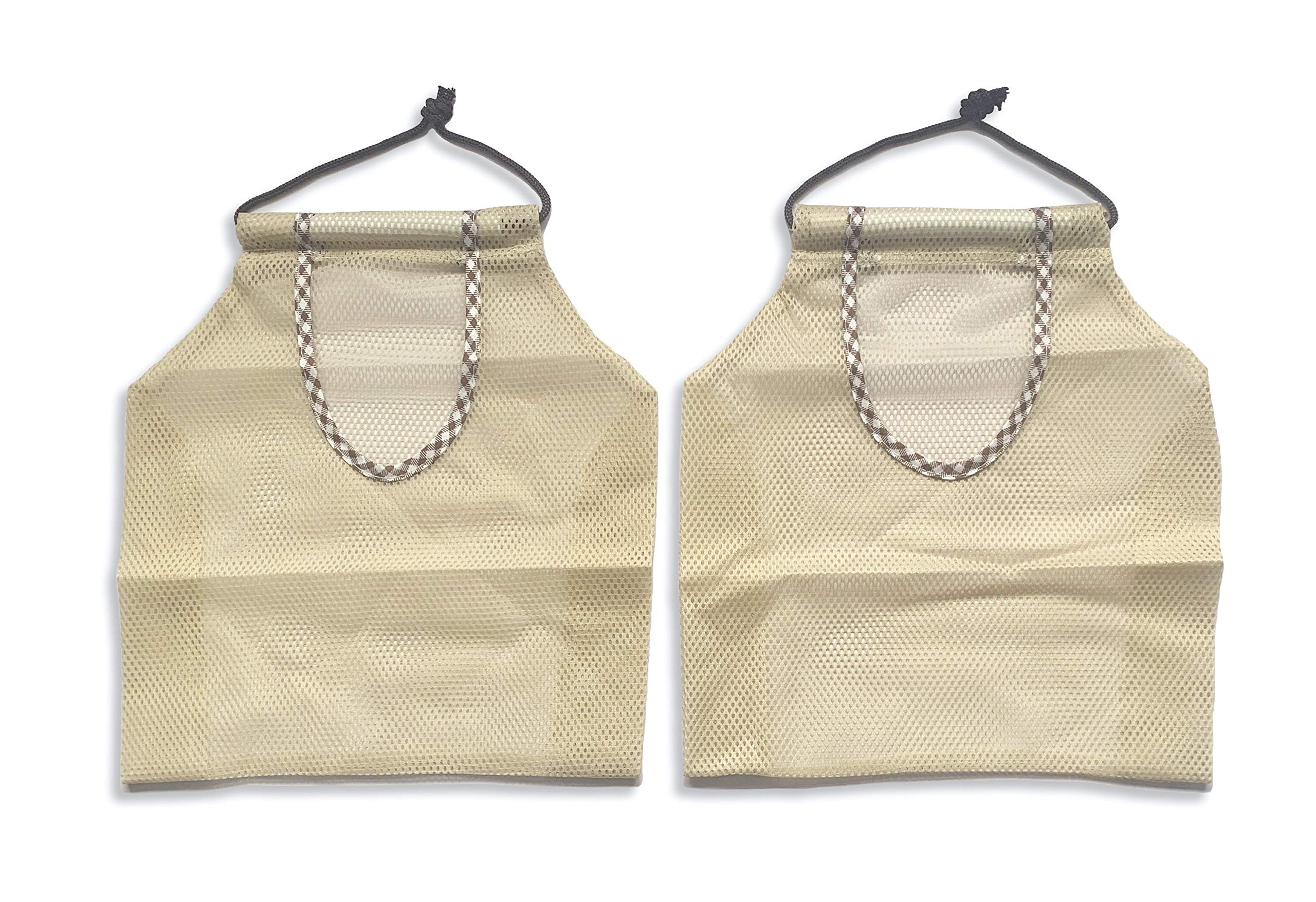 Pack of 2 Hanging Mesh Storage Bags - Durable Fruit and Veg Basket Bags - Reusable Storage Net Bags for Garlics, Potatoes, Onions