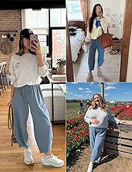Xiaoxuemeng Womens Baggy Wide Leg Pants Casual