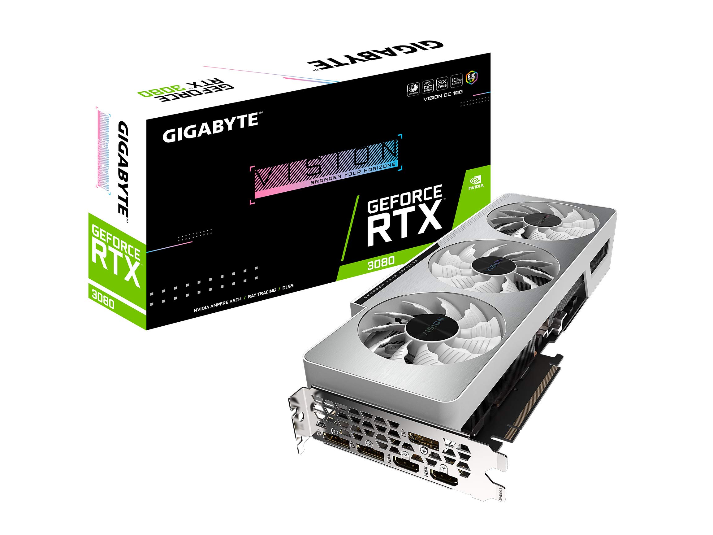 GIGABYTE GeForce RTX 3080 Vision OC 10G Graphics Card, 3X WINDFORCE Fans, 10GB 320-bit GDDR6X, GV-N3