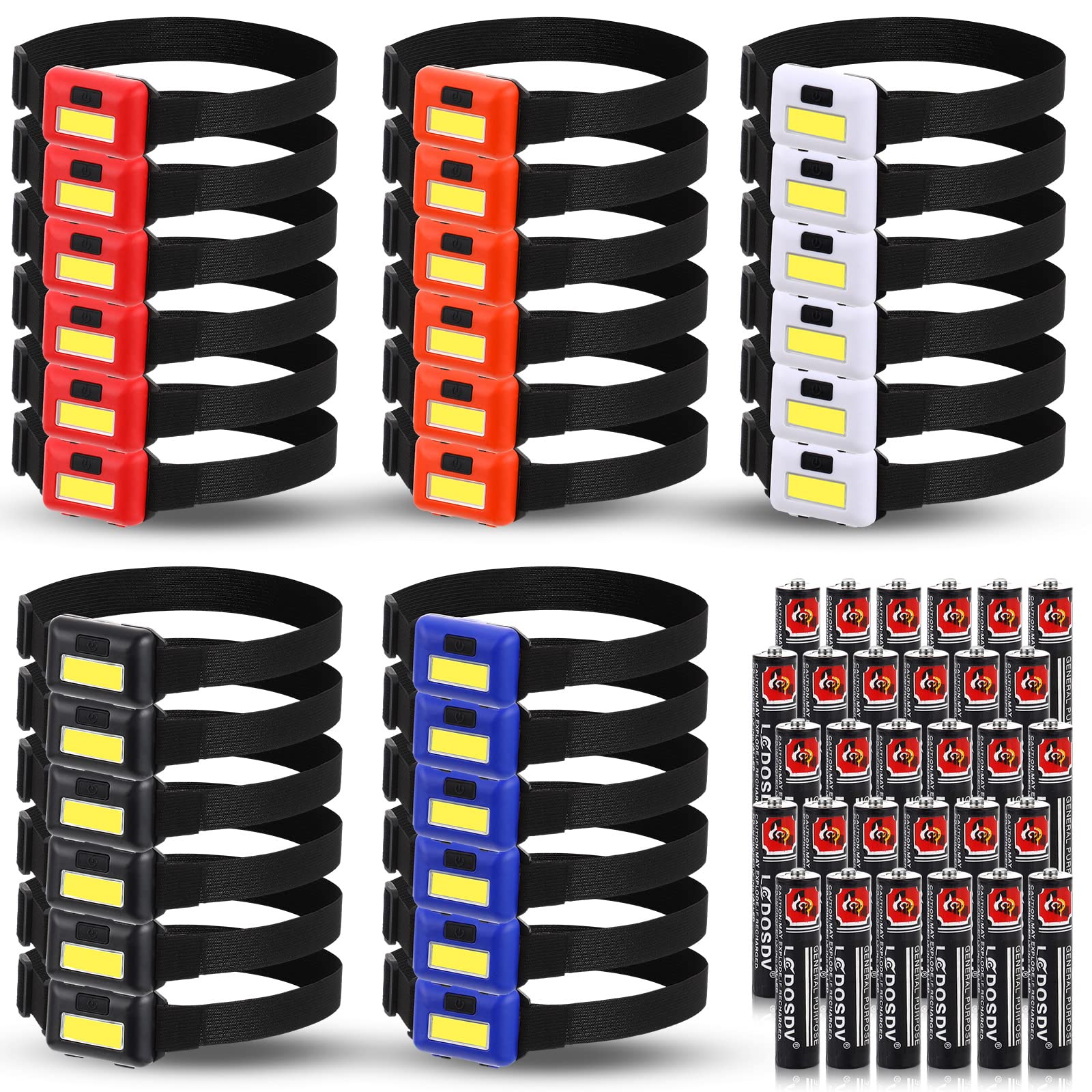 Photo 1 of Treela 30 Pieces Led Headlamp Flashlight Outdoor Head Lamp Adjustable Headband Flashlights with 3 Modes Include 90 AAA Batteries Bright Waterproof Headlights for Outdoor Night Camping Hiking Fishing