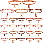 Tondiamo 30 Pcs Leukemia Awareness Rope Bracelet Adjustable Orange Ribbon multiple sclerosis Awareness Month Bracelets for Men Women Inspirational Charity Recognition Public Activity Supplies Gift