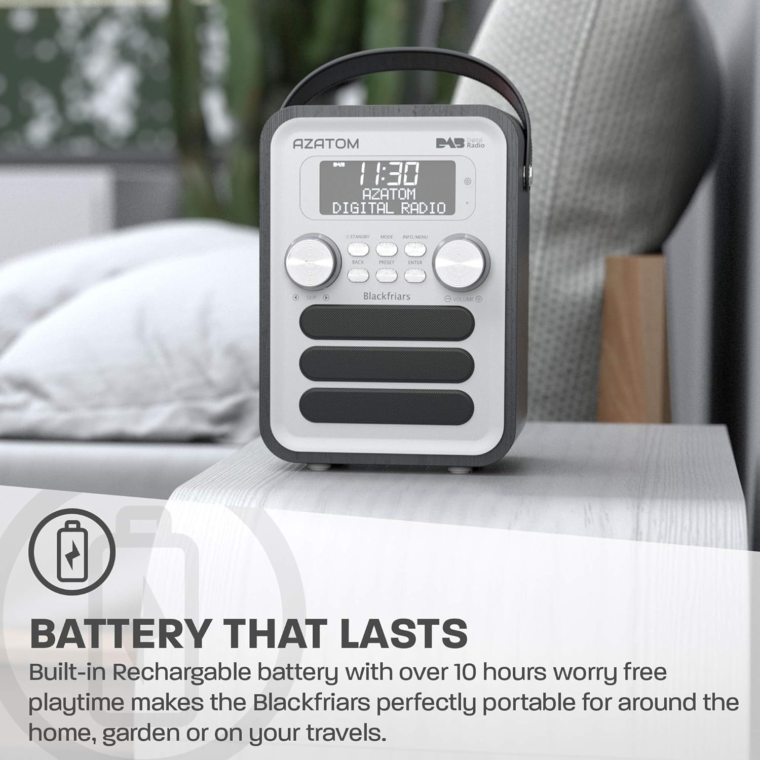 DAB/DAB+ & FM Portable Digital Radio, Black/White - Image 4