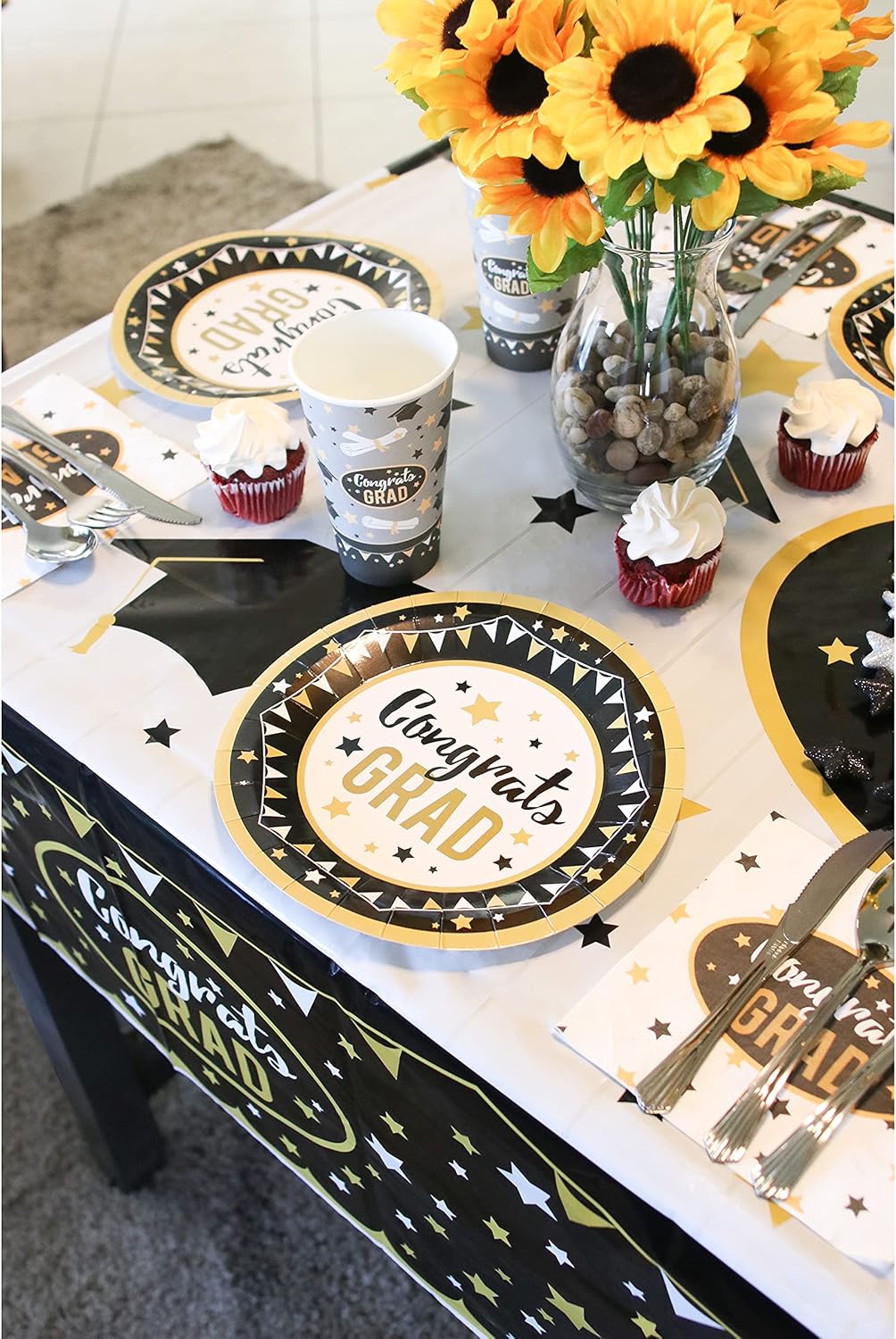 JOYIN 3 Pack Graduation Party Supplies Tablecovers 54"x108" Graduation Party Decoration, Plastic Graduation Tablecloths: Toys & Games