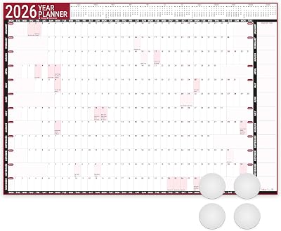 Giftinghouse 2026 Wall Planner A2 Laminated UK Full Year Calendar 42x59.4 cm