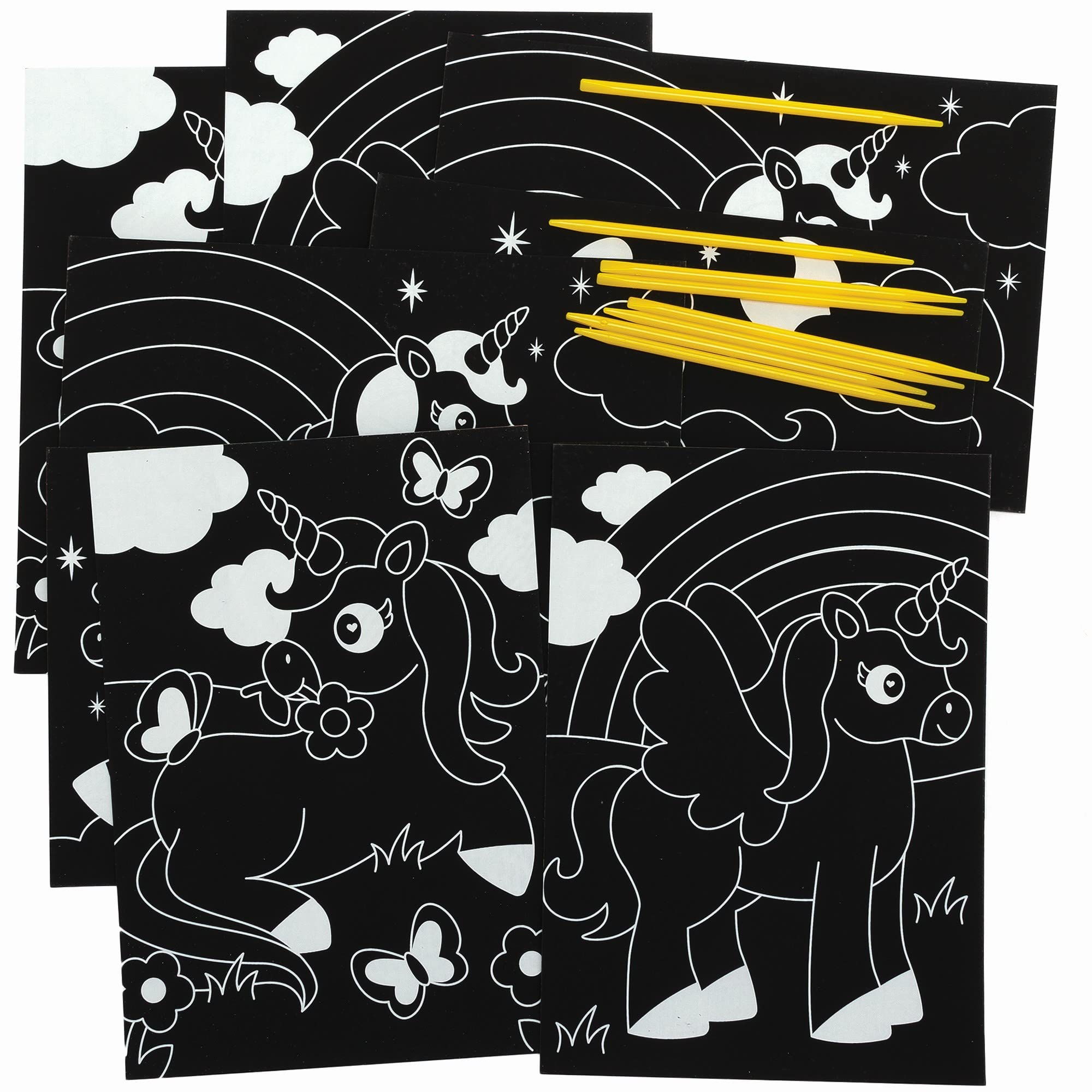 Baker Ross Unicorn Pictures-Pack of 8, Scratch Art for Kids (FC360), Assorted — image 1