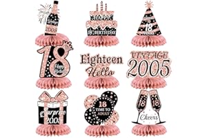 LITAUS, Rose Gold 18th Birthday Decorations Honeycomb Centerpieces for Table - Pack of 9 | 18th Birthday Table Decorations for Girls | Happy 18th Birthday Decorations