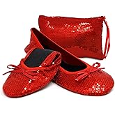 Silky Toes Foldable Sequin Shoes for Women | Comfortable Dressy Flats for Weddings, Parties & Events | Ballet Purse Slippers