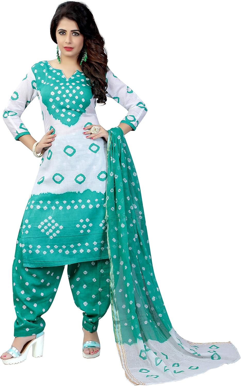 Buy VELLY Women's Unstitched Dress Material (Free Size_C Green) at