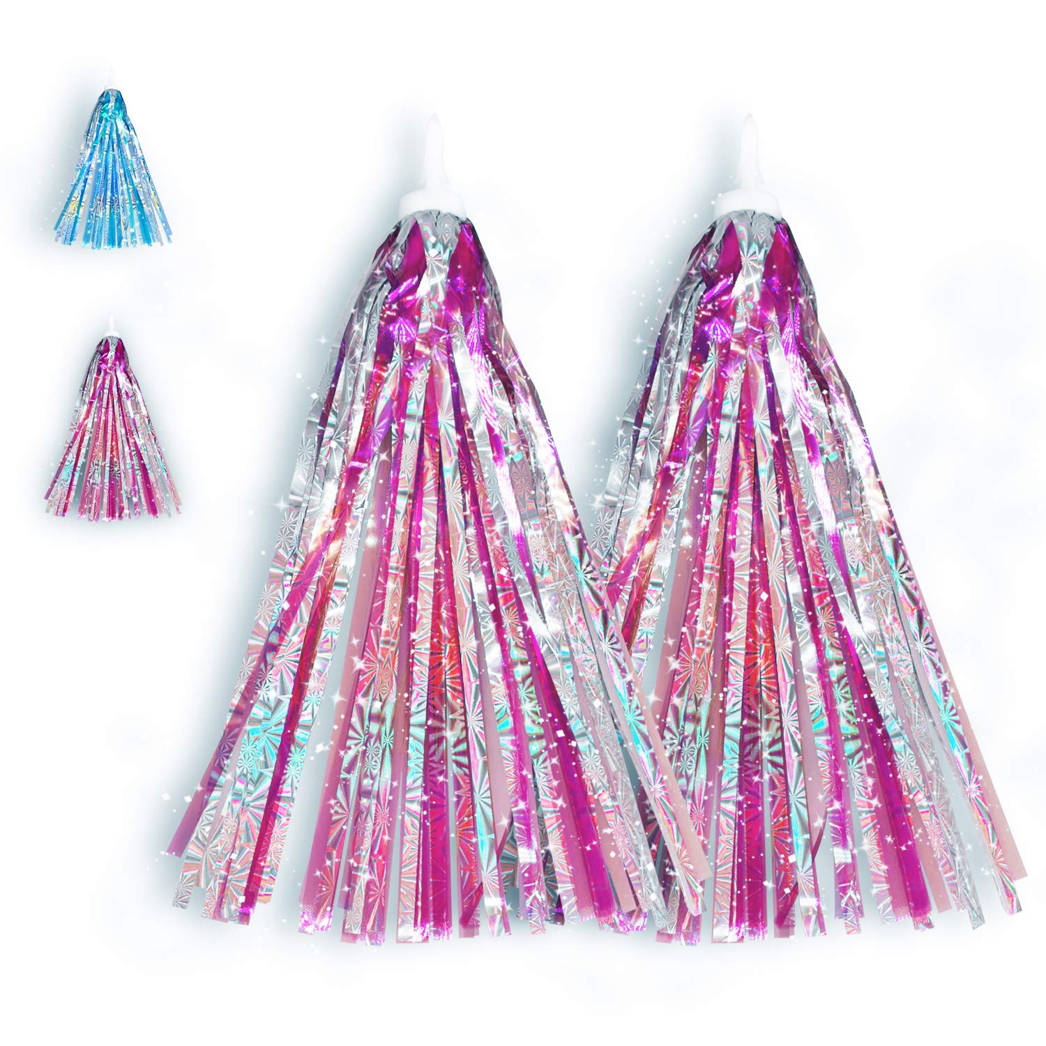 obqo 2 pcs Childrens Bike Streamers Bicycle Handlebar Streamers Bike Grips Tassels Ribbons Kids bike Accessories (Pink)