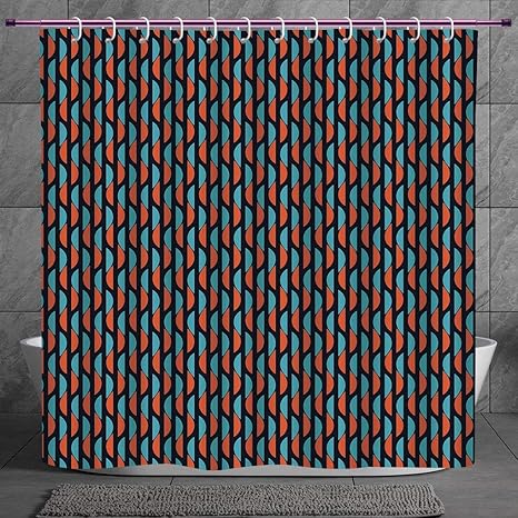 Durable Shower Curtain 2 0 Geometric Half Circles In Vivid Tone